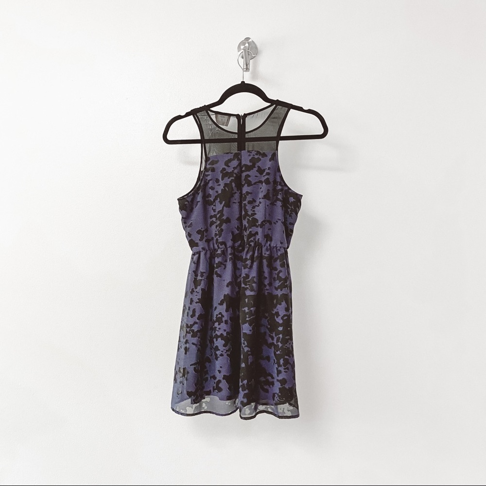 UO Pins and Needles Spring Winter Casual Chic Mesh Sheer Mini Dress Blue - Picture 2 of 9